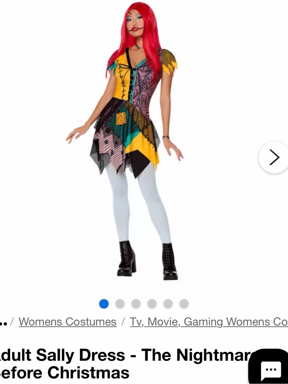 Adult Sally Dress The Nightmare Before Christmas and Red Wig Costume